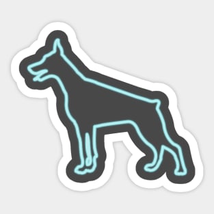 80's Gift 80s Retro Neon Sign Doberman Sticker